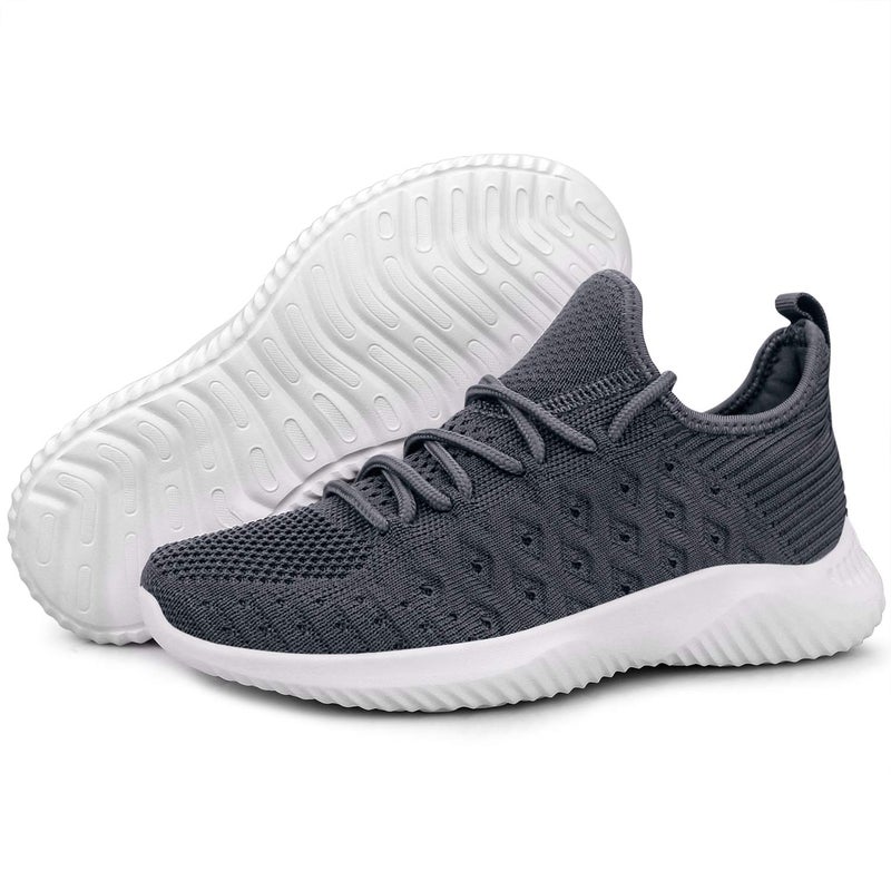 Feethit Womens Slip On Walking Shoes Non Slip Running Shoes Breathable Workout Shoes Lightweight Gym Sneakers Dark Grey Size 8 - Image 4